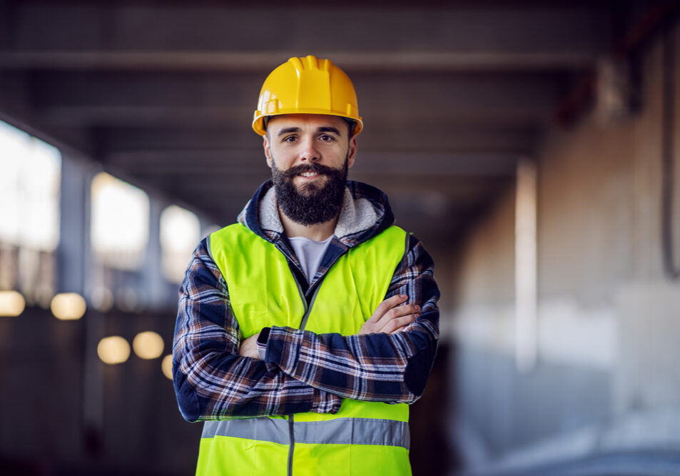 Cute,Caucasian,Bearded,Construction,Worker,With,Safety,Helmet,On,Head Cute,Caucasian,Bearded,Construction,Worker,With,Safety,Helmet,On,Head
